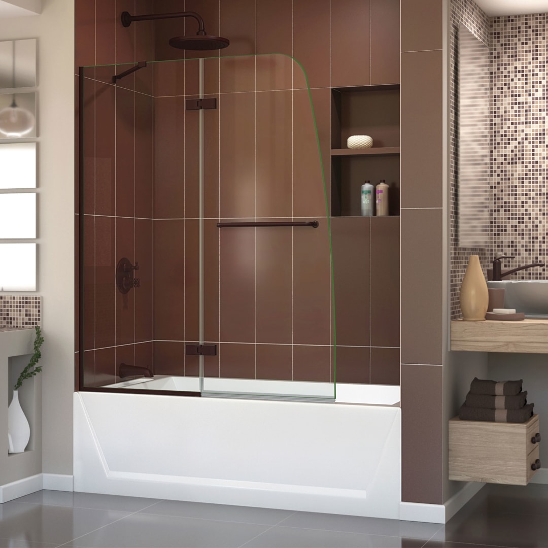 DreamLine Aqua Ultra 48 inch W x 58 inch H Frameless Hinged Tub Door in Oil Rubbed Bronze