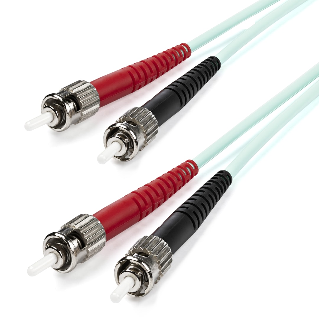 1m 10 Gb ST to ST MM LSZH Aqua Fiber Patch Cable