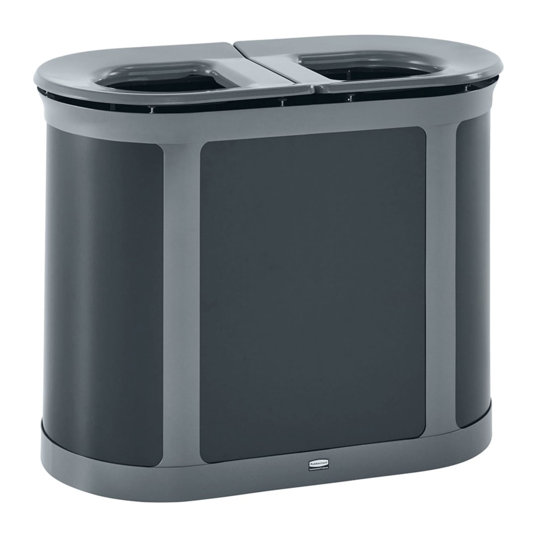 Rubbermaid Commercial Products Enhance 2x33 GAL Pill Dual Stream, Pearl Gray/Umbra Gray