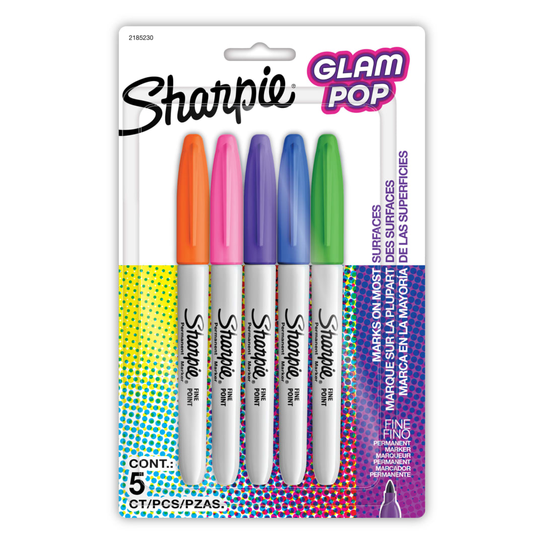Sharpie® Glam Pop Permanent Markers, Fine Point, 5 Count