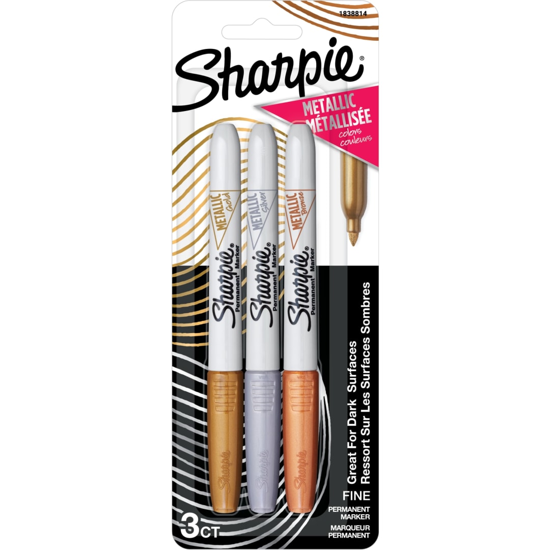 Sharpie® Metallic Permanent Markers, Fine Point, 3 Count