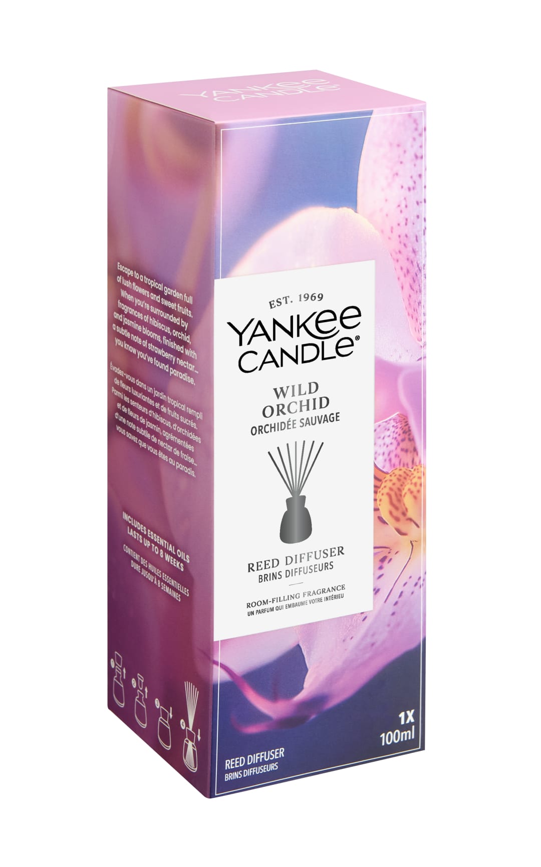 Yankee Candle Difusor de varillas | Wild Orchid | Para espacios pequeños a medianos | Hasta 10 semanas de fragancia