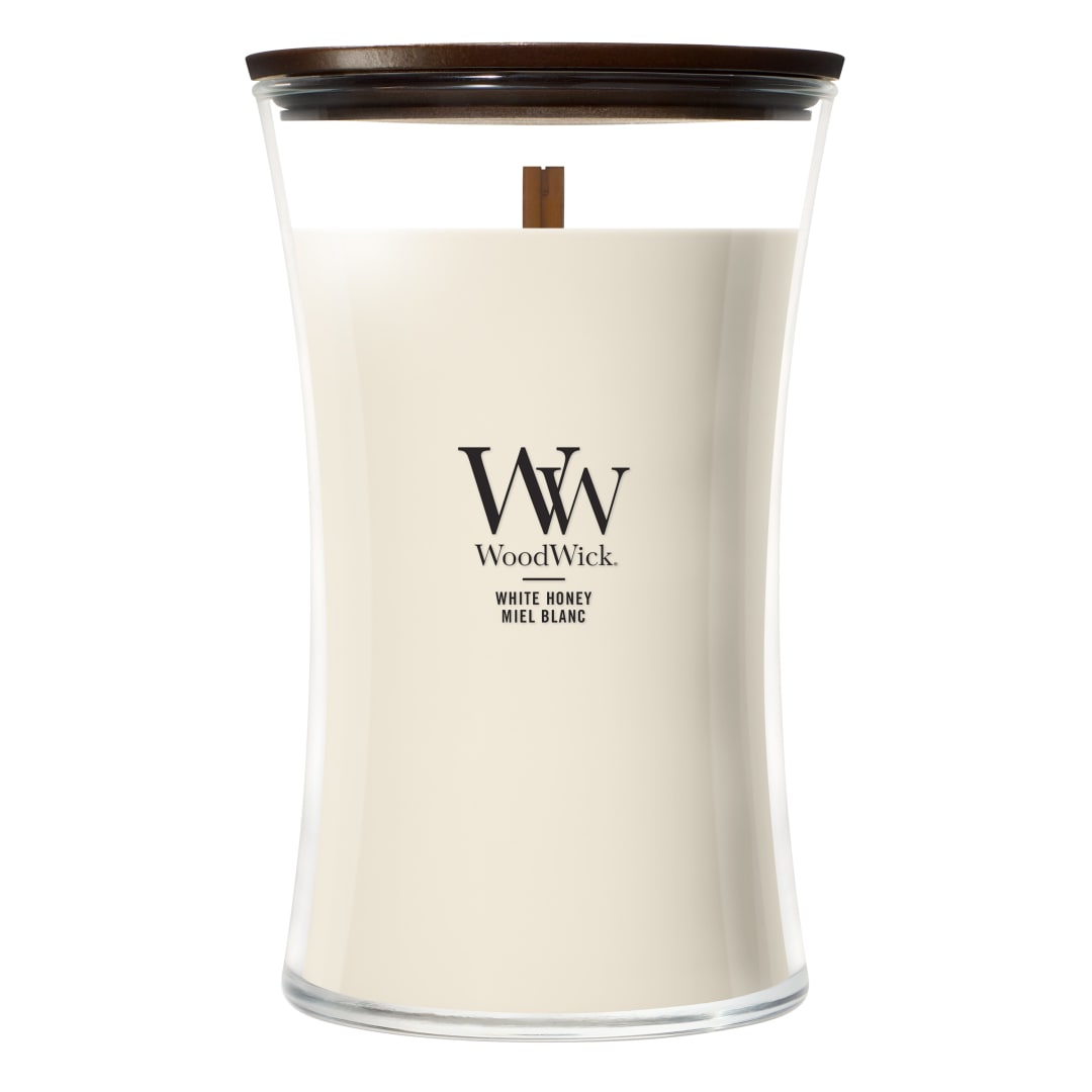 WoodWick Vela perfumada | Vela grande en forma de reloj de arena | Marine Drift | Regalos perfectos para mujeres