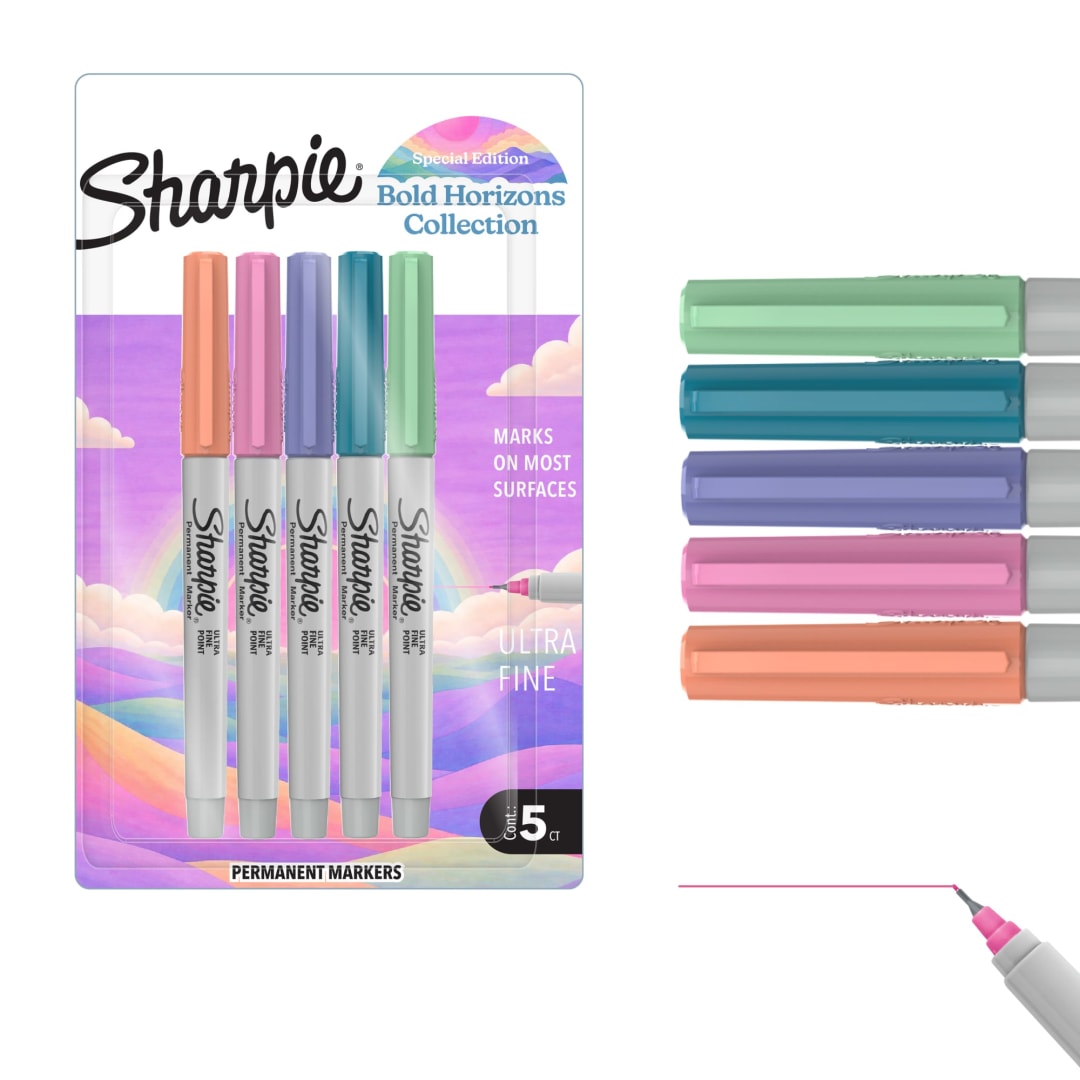 Sharpie Permanent Markers, Bold Horizons Collection, Golden Hour Colored Markers Assortment, Ultra Fine Tip Markers, 5 Count - Art Supplies, Quick Drying, Fade Resistant, Teacher Supplies