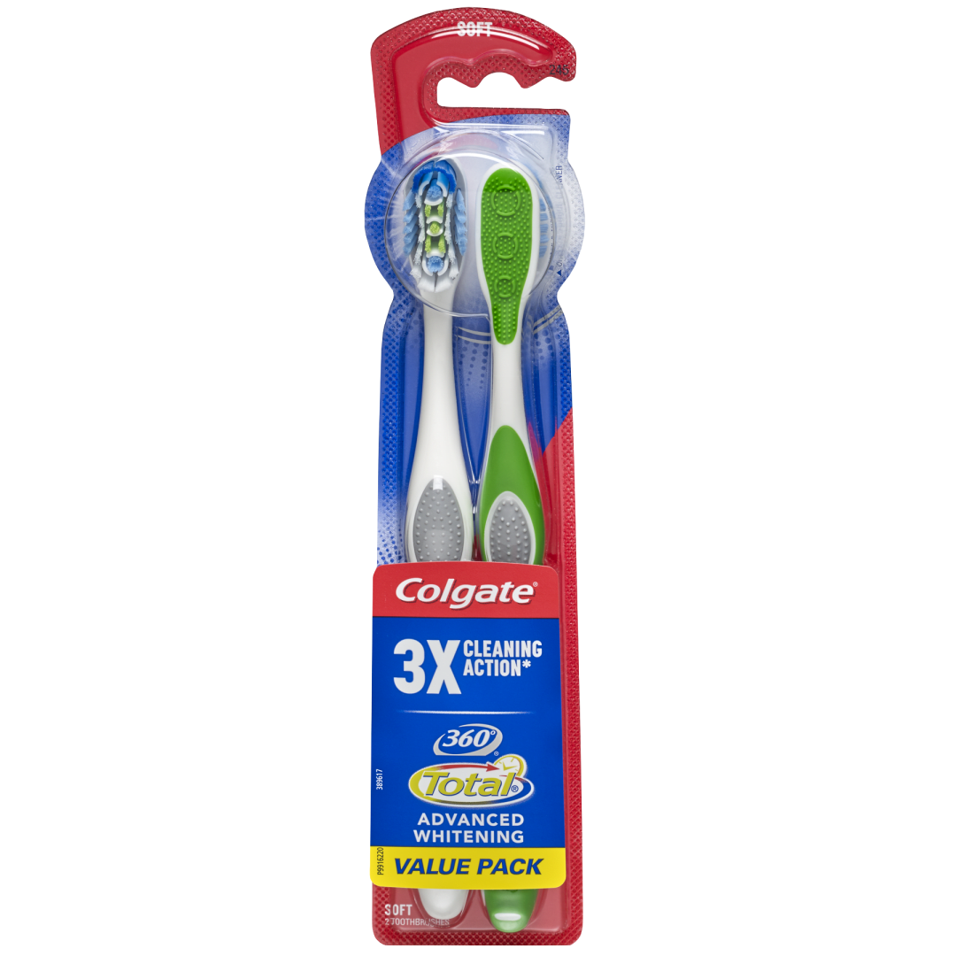 Colgate 36° Total Advanced Whitening Toothbrush, Soft - 2 Count