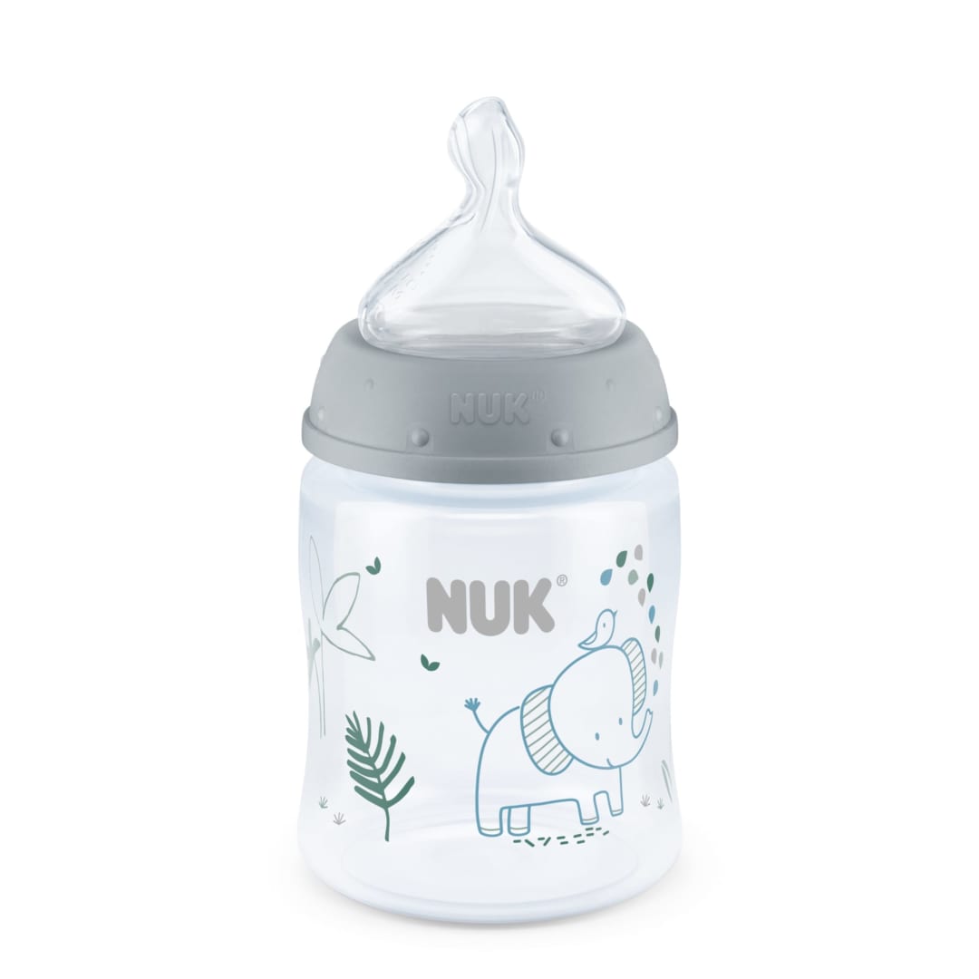 NUK® Smooth Flow Anti-Colic Baby Bottle, 5 oz (150 mL), Grey Elephant, 1 Pack