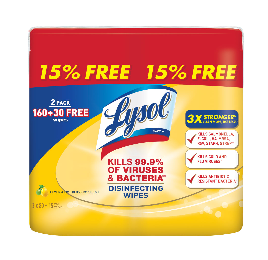 LYSOL® Disinfecting Wipes - Lemon & Lime Blossom® 3/(2x80+15) ct.