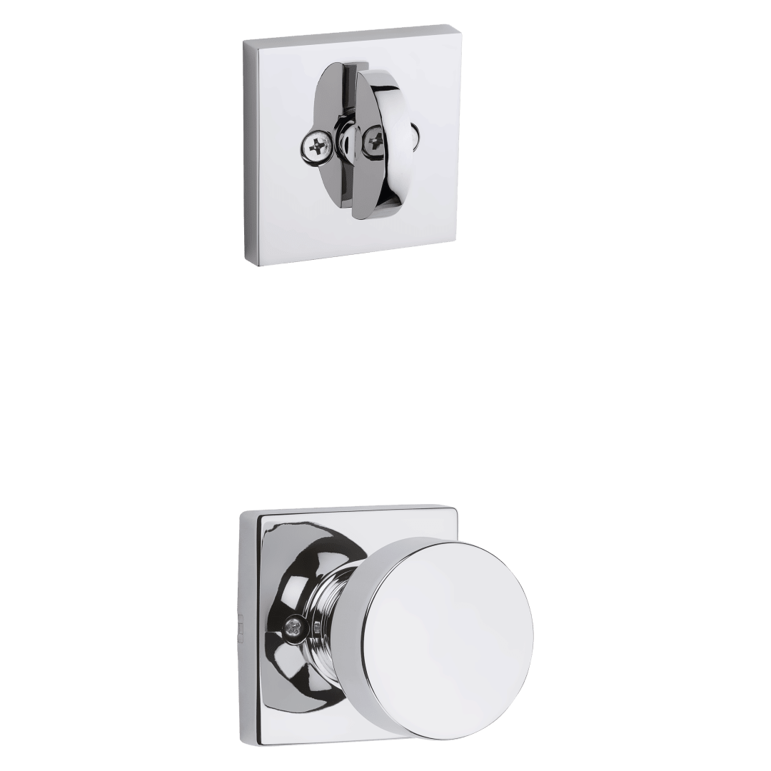 966 Single Cylinder Interior Pack w/ Square Rose Pismo Knob for Signature Series Handlesets in Polished Chrome