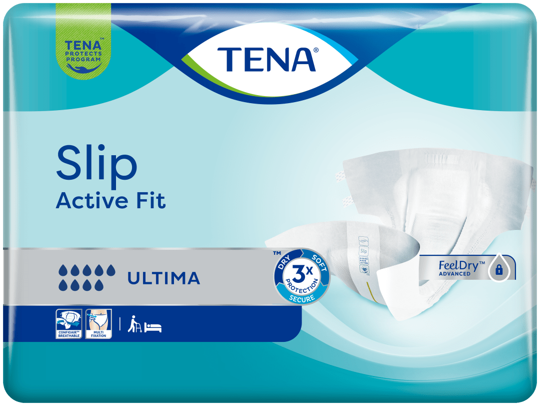 TENA Slip Active Fit Ultima – Incontinence Briefs with Adjustable Tabs, Maximum Leakage Protection, FeelDry™ Technology for Fast Absorption, Odour Neutraliser &amp; Wetness Indicator - Large, Pack of 21