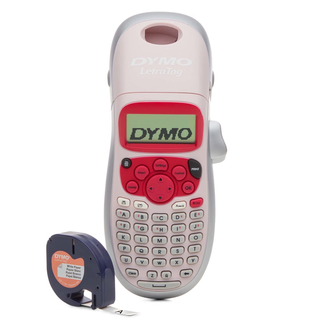 DYMO® LetraTag LT-100H Handheld Label Maker | ABC Keyboard Label Printer with Easy-to-Use, 13 Character LCD Screen | Great for Home & Office Organisation | Pink (NEW)