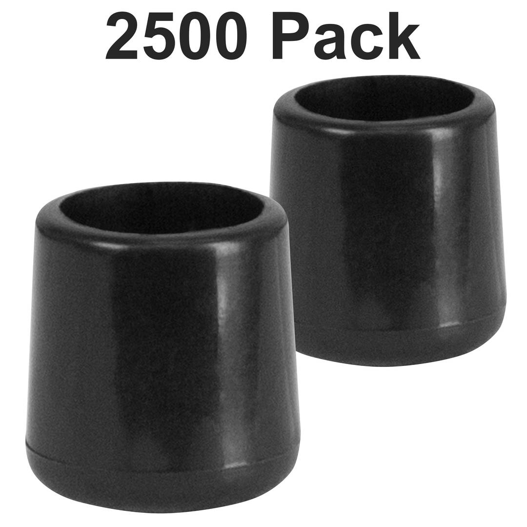 Hercules 2500 Pack Black Replacement Foot Cap for Plastic Folding Chairs