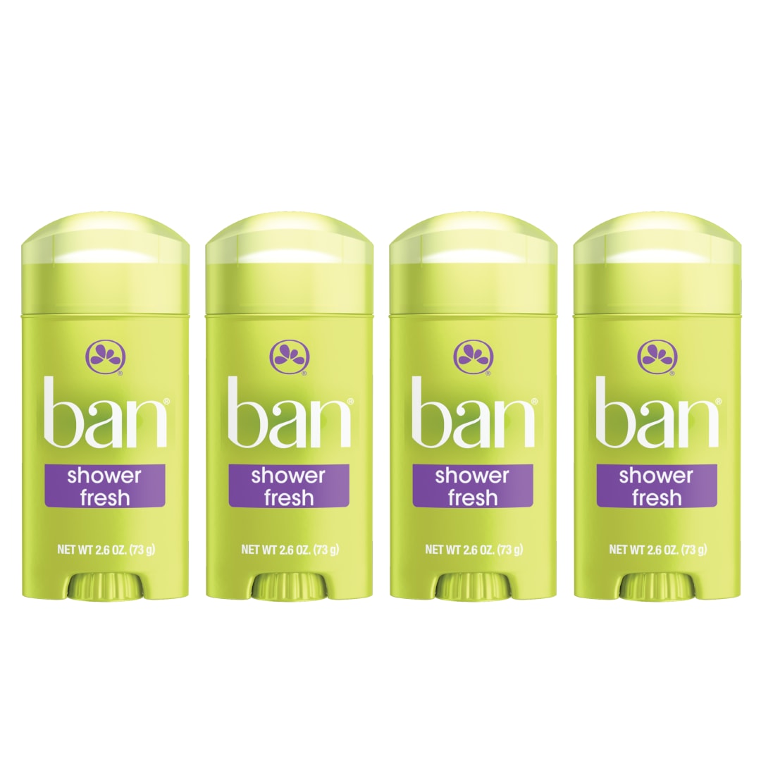 Ban Invisible Solid Antiperspirant Deodorant, Shower Fresh, 2.6 Oz, 4 Pack