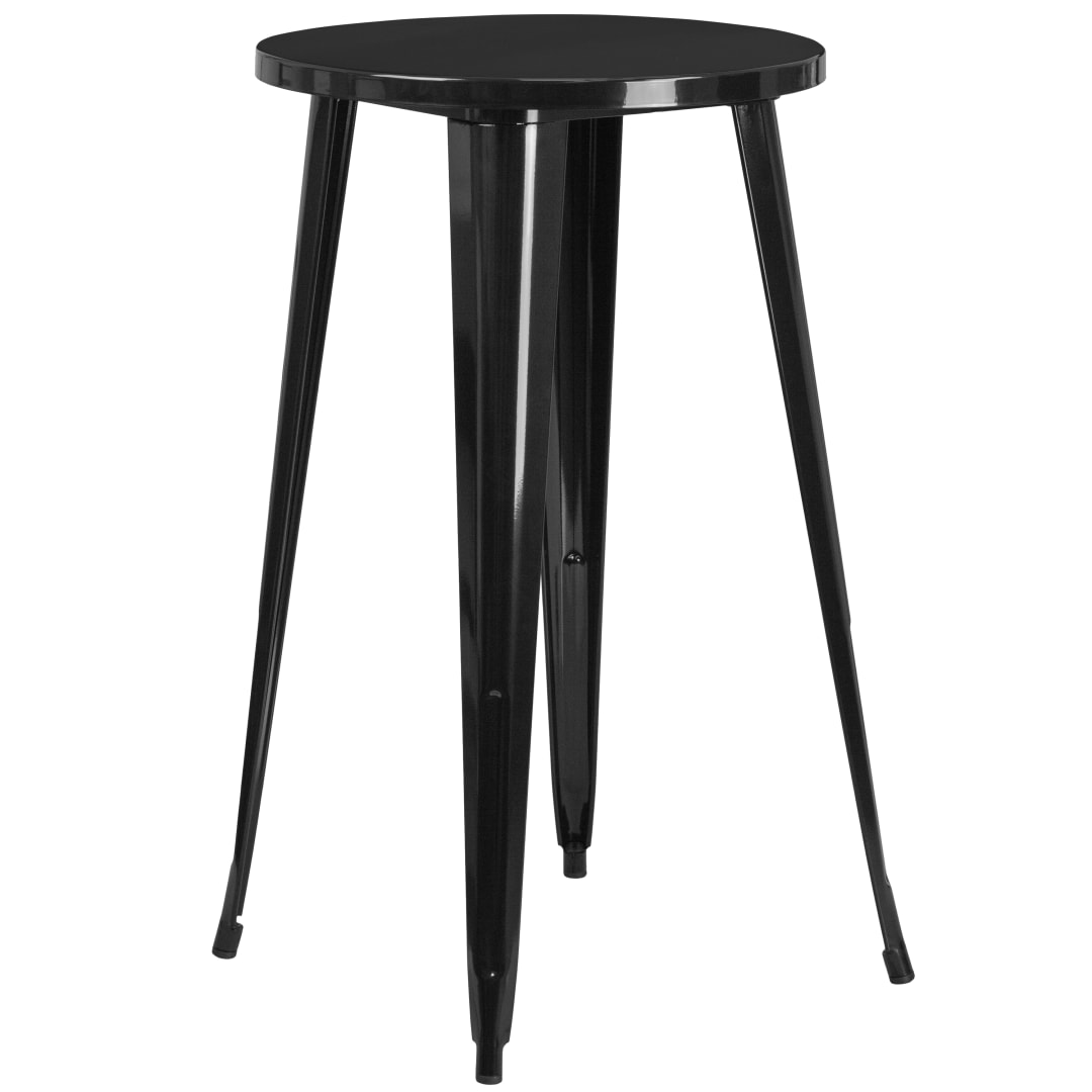 James Commercial Grade 24" Round Black Metal Indoor-Outdoor Bar Height Table
