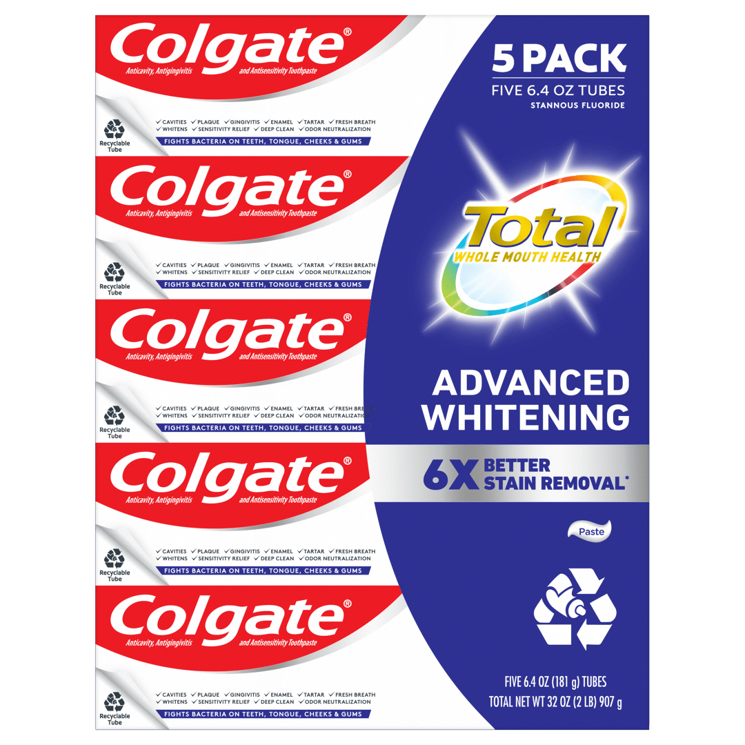 Colgate Total Whitening Toothpaste, Advanced Whitening, 6.4 oz. 5-pack- Paste