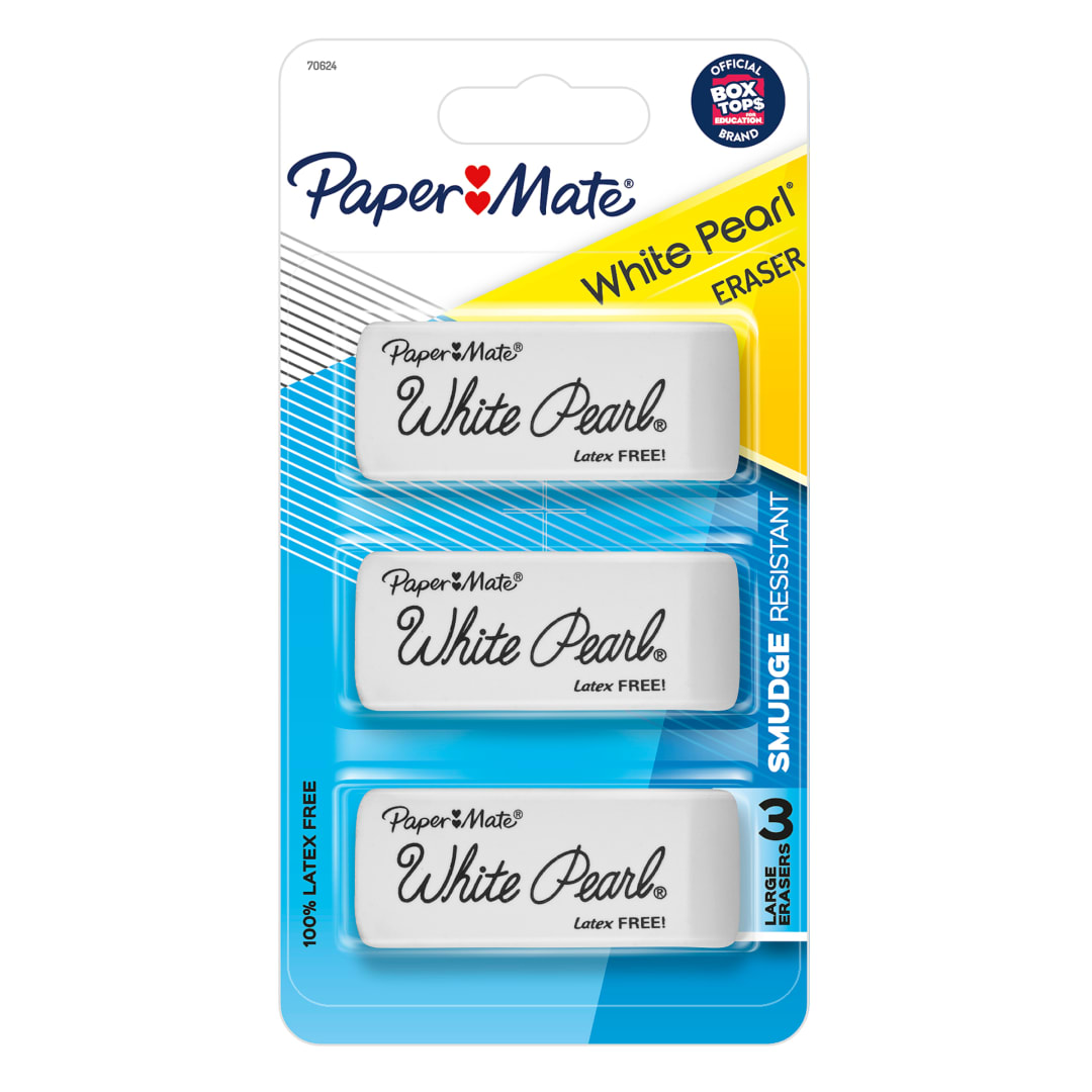 Paper Mate® White Pearl Erasers, Large, 3 Count