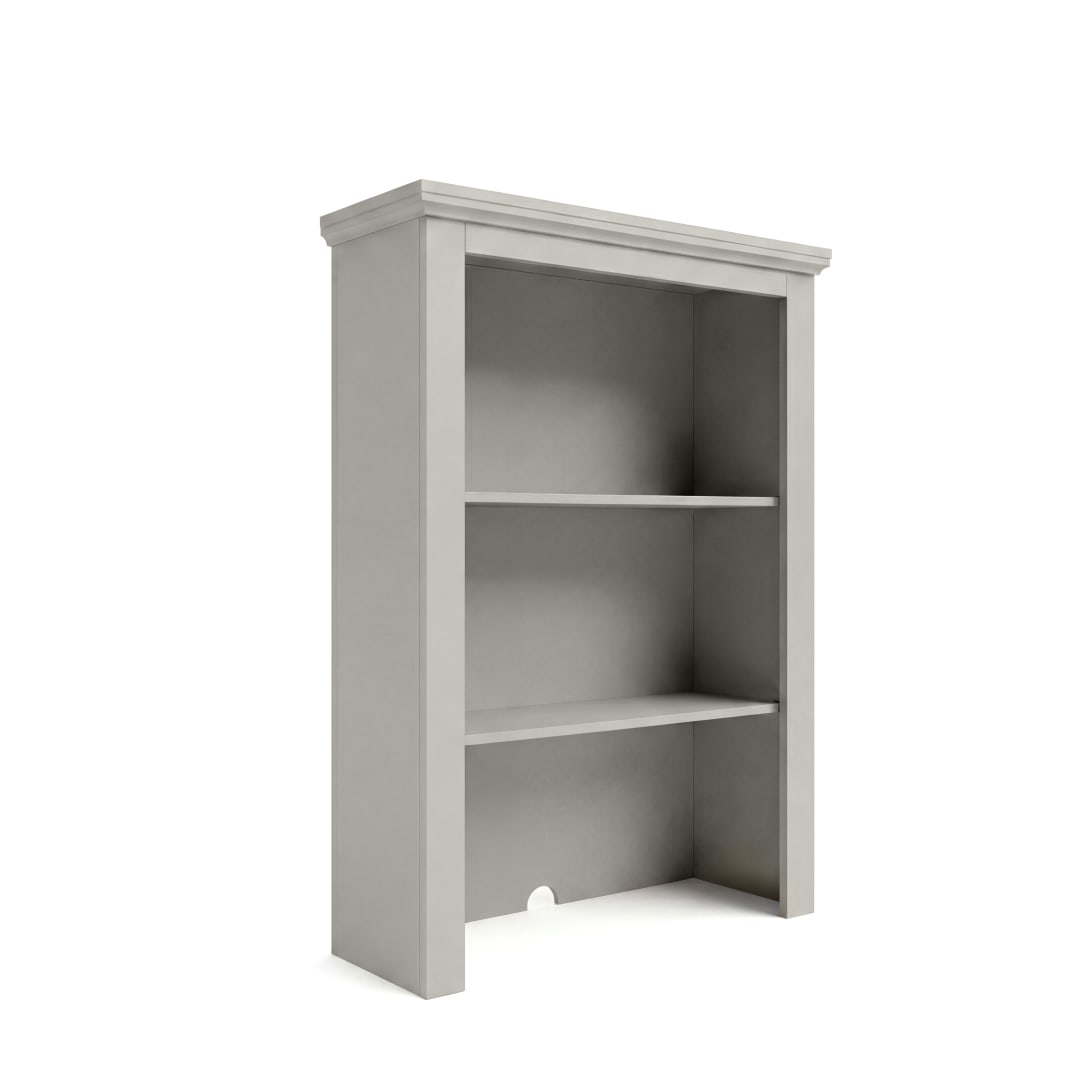 Lily Pond Modular Wooden Hutch with 2 Fixed Storage Shelves, Solid Wood Frame and Rear Cable Management Opening, Sharkey Gray