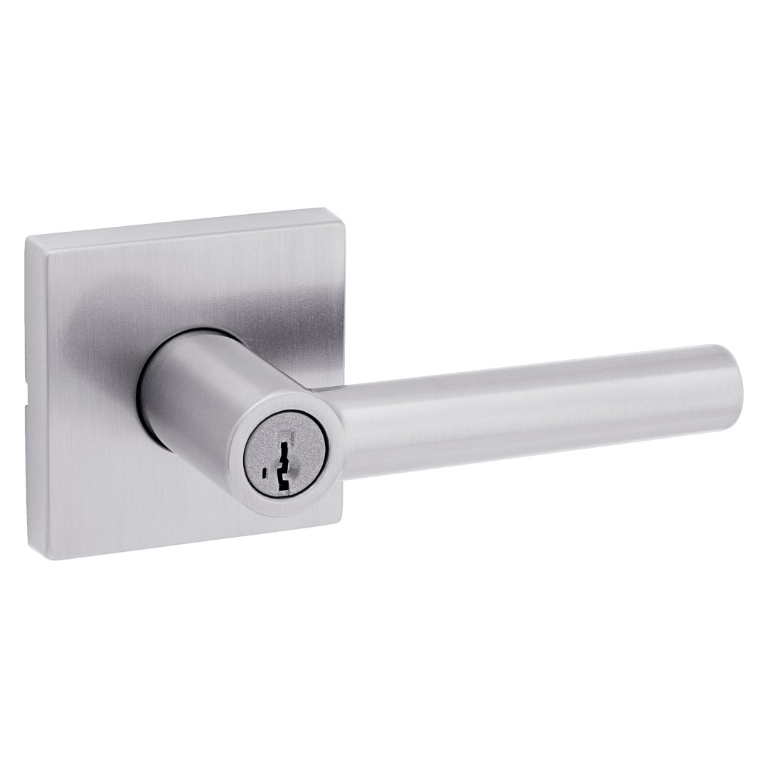 Milan Keyed Entry Lever in Satin Chrome featuring SmartKey Security