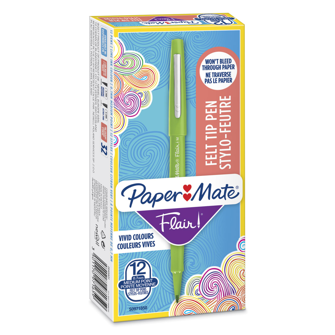 Paper Mate® Flair Felt Tip Pens | Medium Point (0.7mm) | Lime | 12 Count