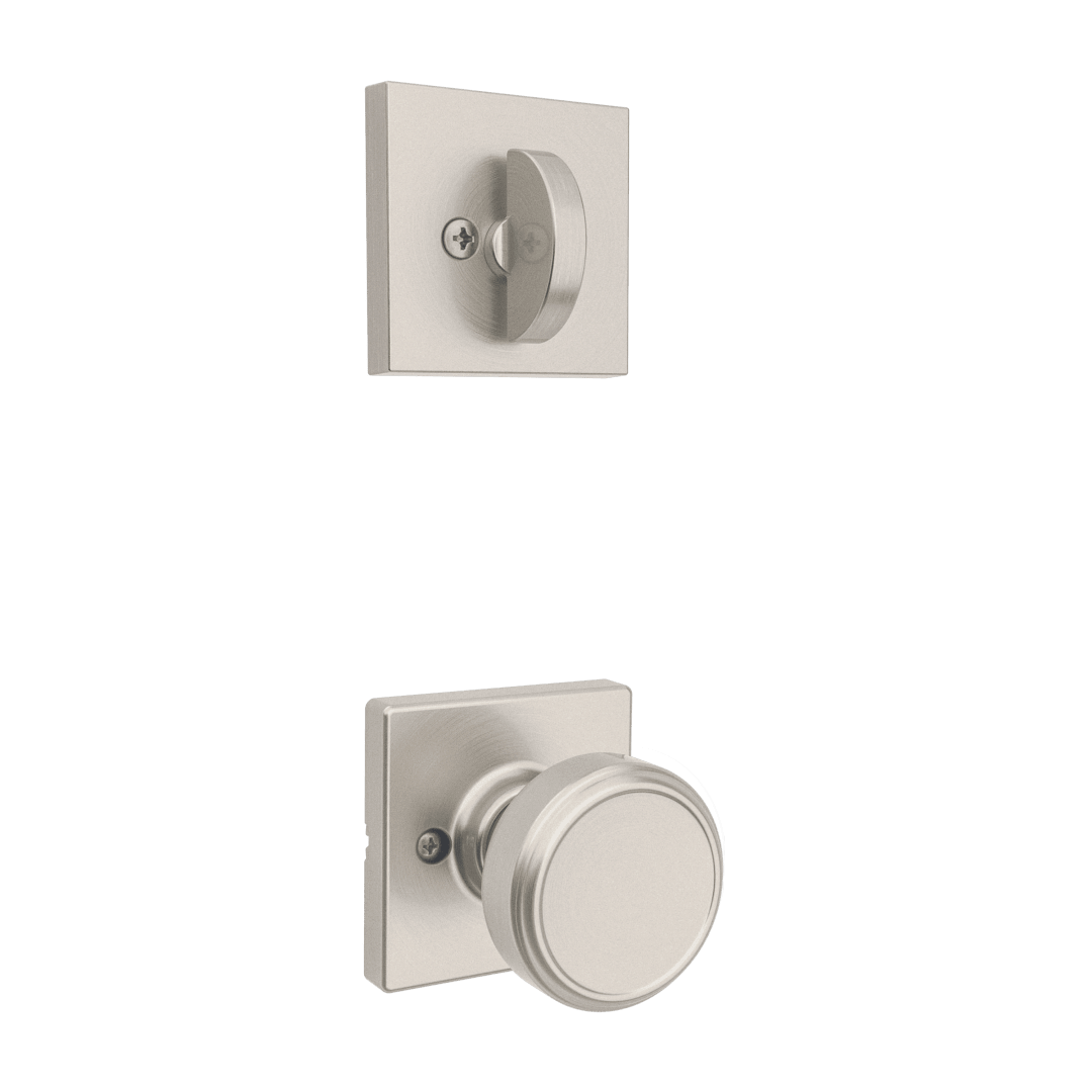 966 Single Cylinder Interior Pack w/ Square Rose Maven Knob for Signature Series Handlesets in Satin Nickel
