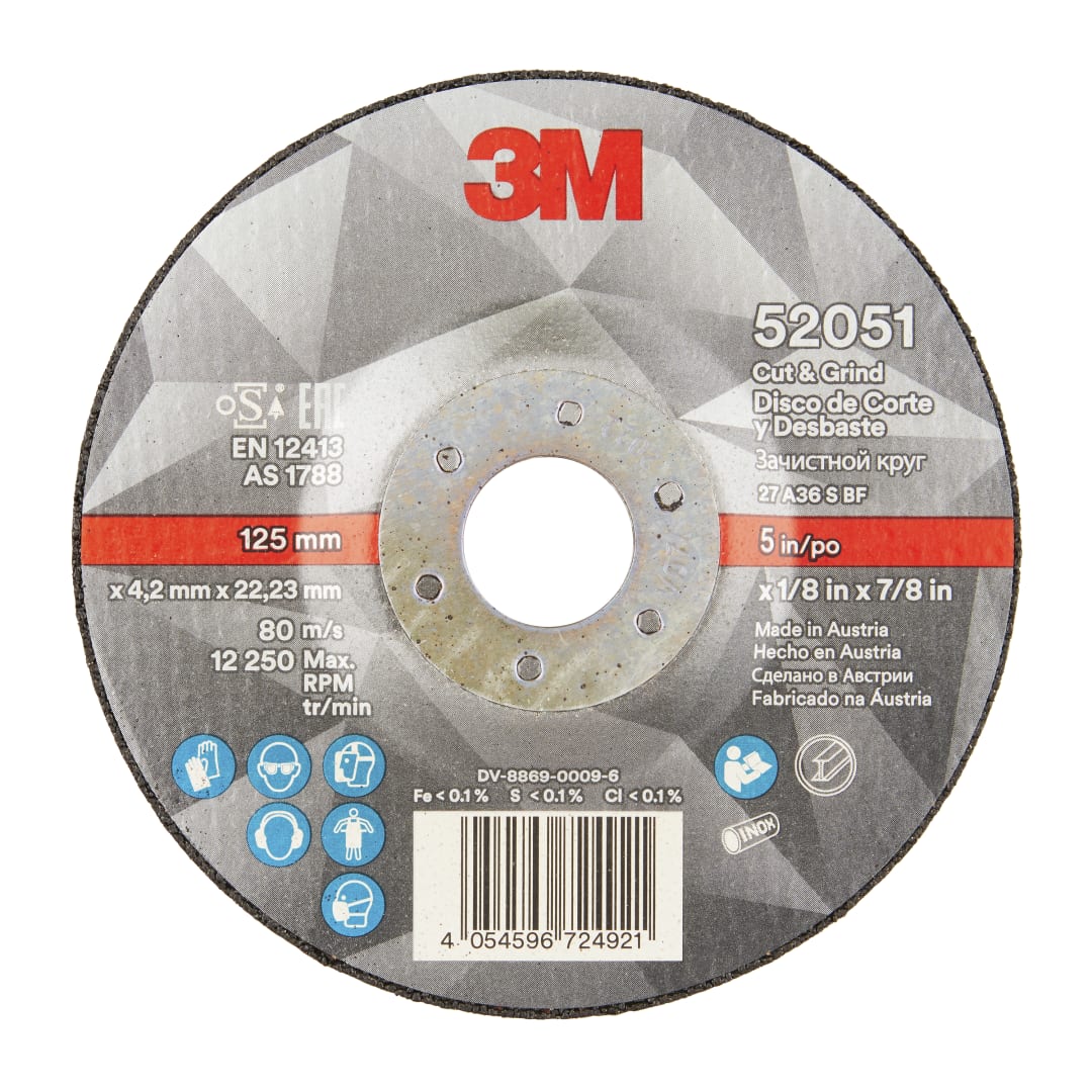 3M™ ADVANCED Cut and Grind Wheel 52051, 127x4.2x22.23MM