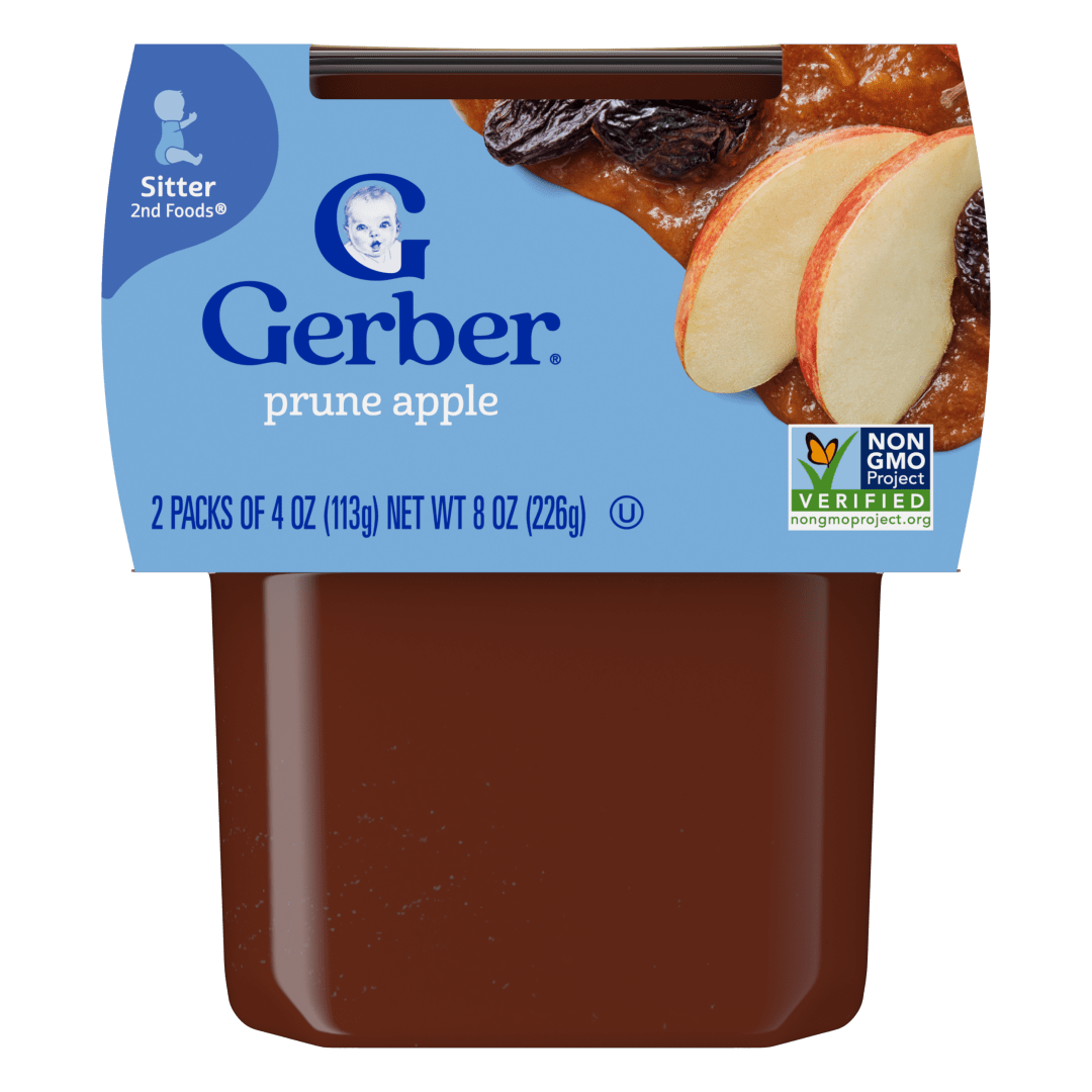 Gerber Stage 2 Baby Food, Prune Apple Puree Tubs, Baby Puree, 2PK