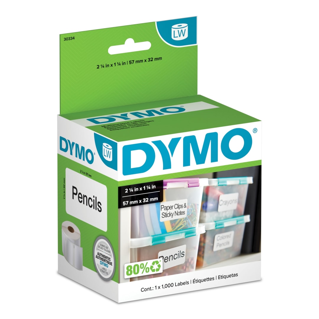 DYMO® Authentic LW Multi-Purpose Labels, DYMO® Labels for LabelWriter™ Printers, Great for FBA / FNSKU Barcodes, 1-1/4" x 2-1/4", 1 Roll of 1000