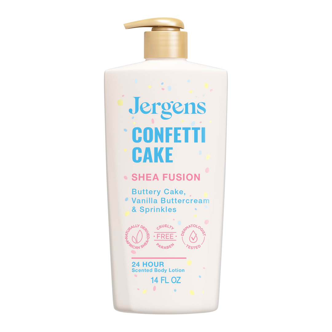 Jergens Shea Fusion Confetti Cake Body Lotion, Shea Butter, 14 fl oz