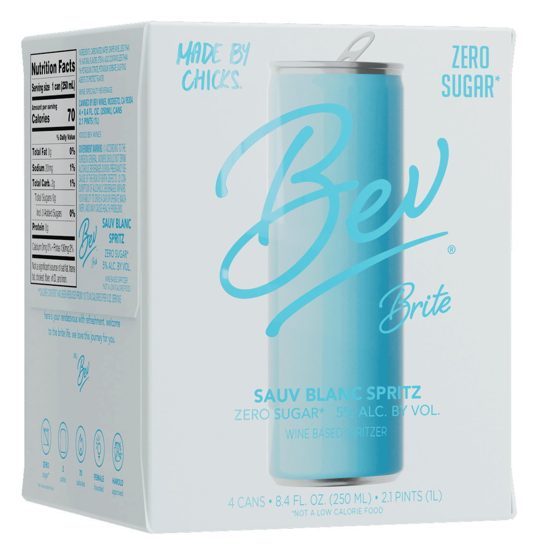 Bev Brite California Sauvignon Blanc White Wine 250ml Can 4 Pack