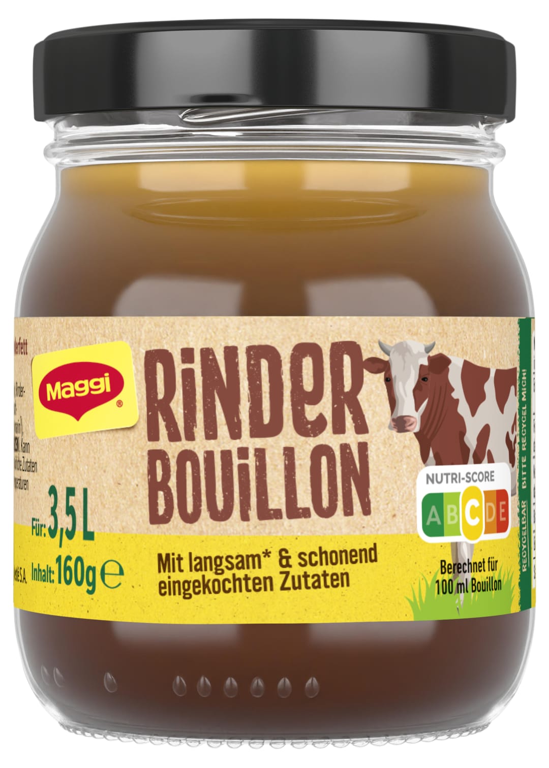 MAGGI Eingekochte Bouillon Rind 160g, ergibt 3,5Liter