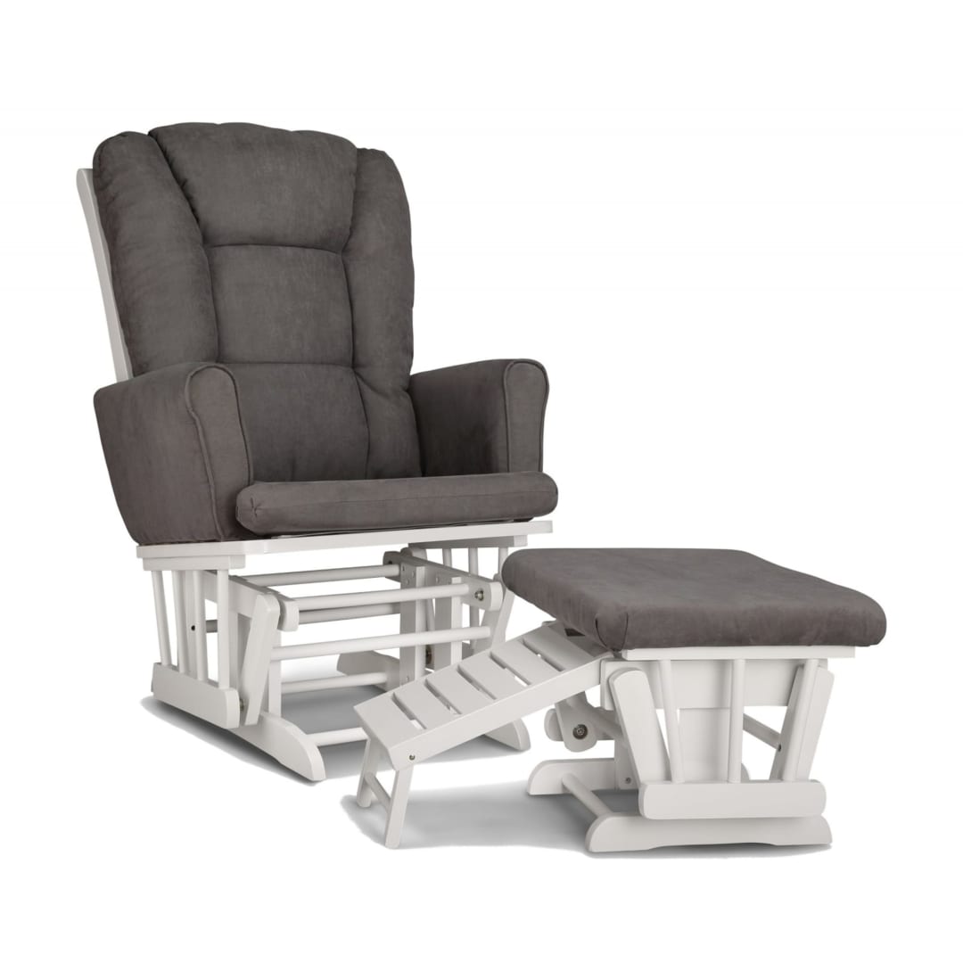Graco® Sterling Semi-Upholstered Glider and Nursing Ottoman - White with Gray Cushions