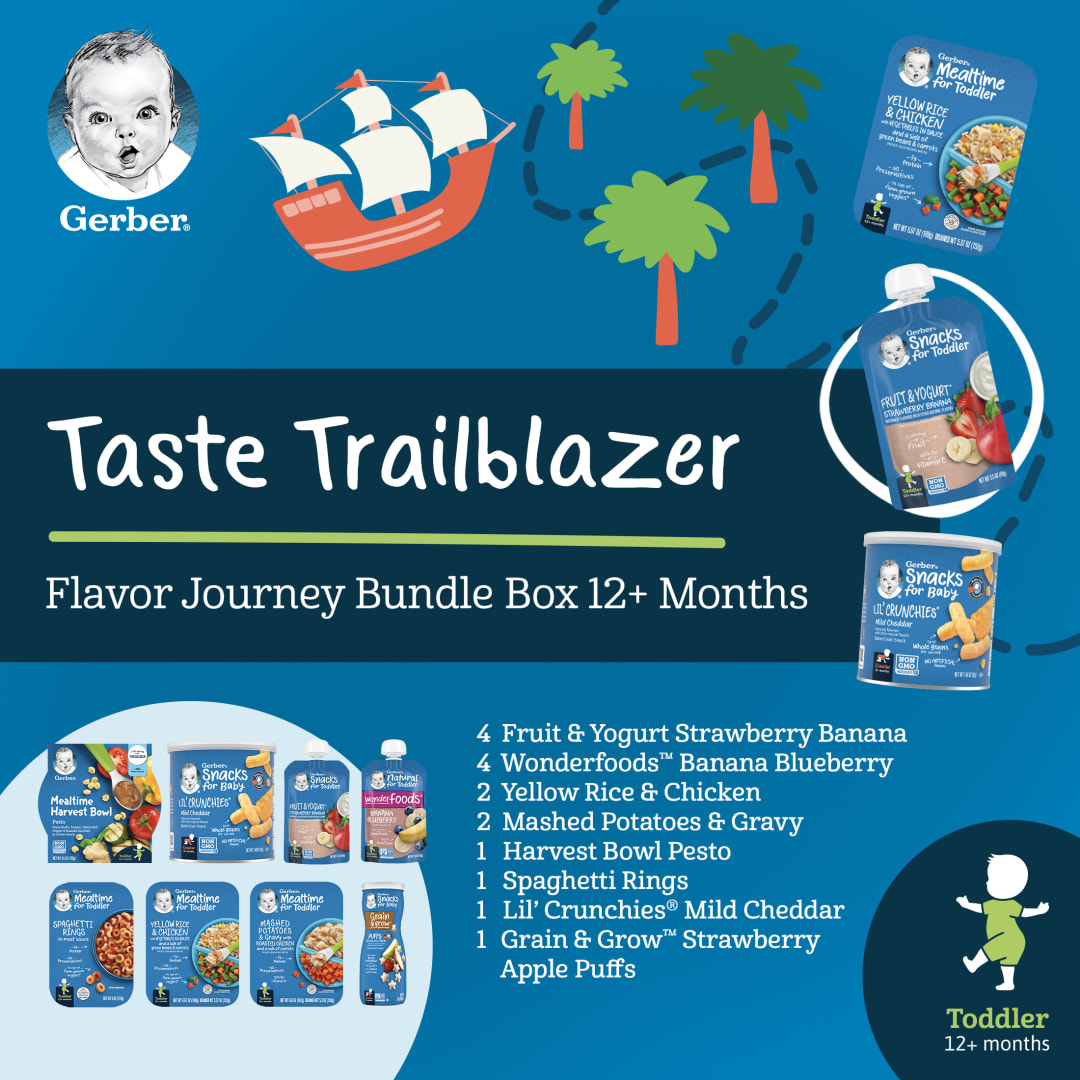 Gerber Toddler Baby Food, Flavor Journey Variety Pack, Pack of 16
