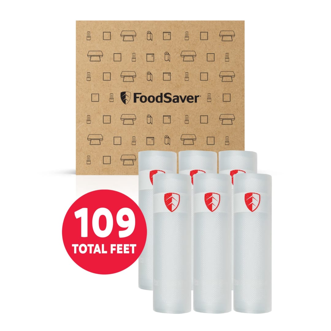 FoodSaver Vacuum Sealer Rolls, 6 Pack 8" x 13.3' Rolls (80 Total Feet), BPA-Free Custom Size Storage Bags for Food, Sous Vide, and Meal Prep