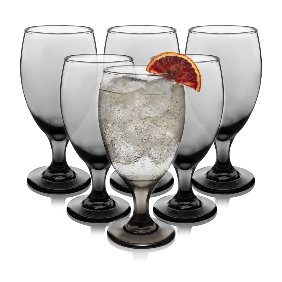 Libbey Classic Smoke Goblet Beverage Glasses, 16.25-ounce, Set of 6