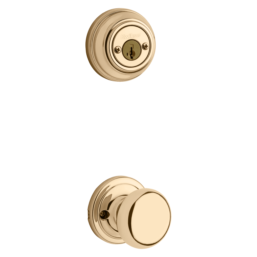 966 Double Cylinder Interior Pack w/Hancock Knob featuring SmartKey Security™ for Signature Series Handlesets in Polished Brass