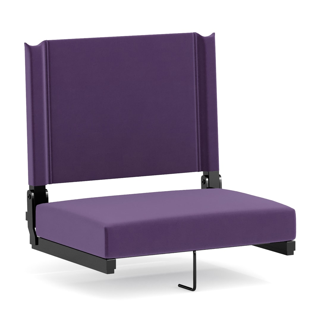 Grandstand Comfort 500 lb Capacity Padded Stadium Chairs, Folding Seats with Handles, Lightweight &amp; Durable, Dark Purple