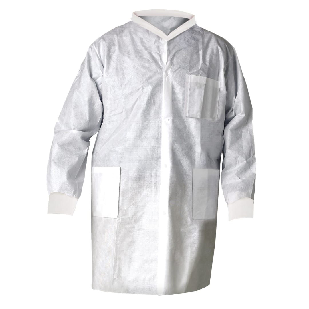 Kimtech™ A8 Lab Coat with Knit cuff and collar, White