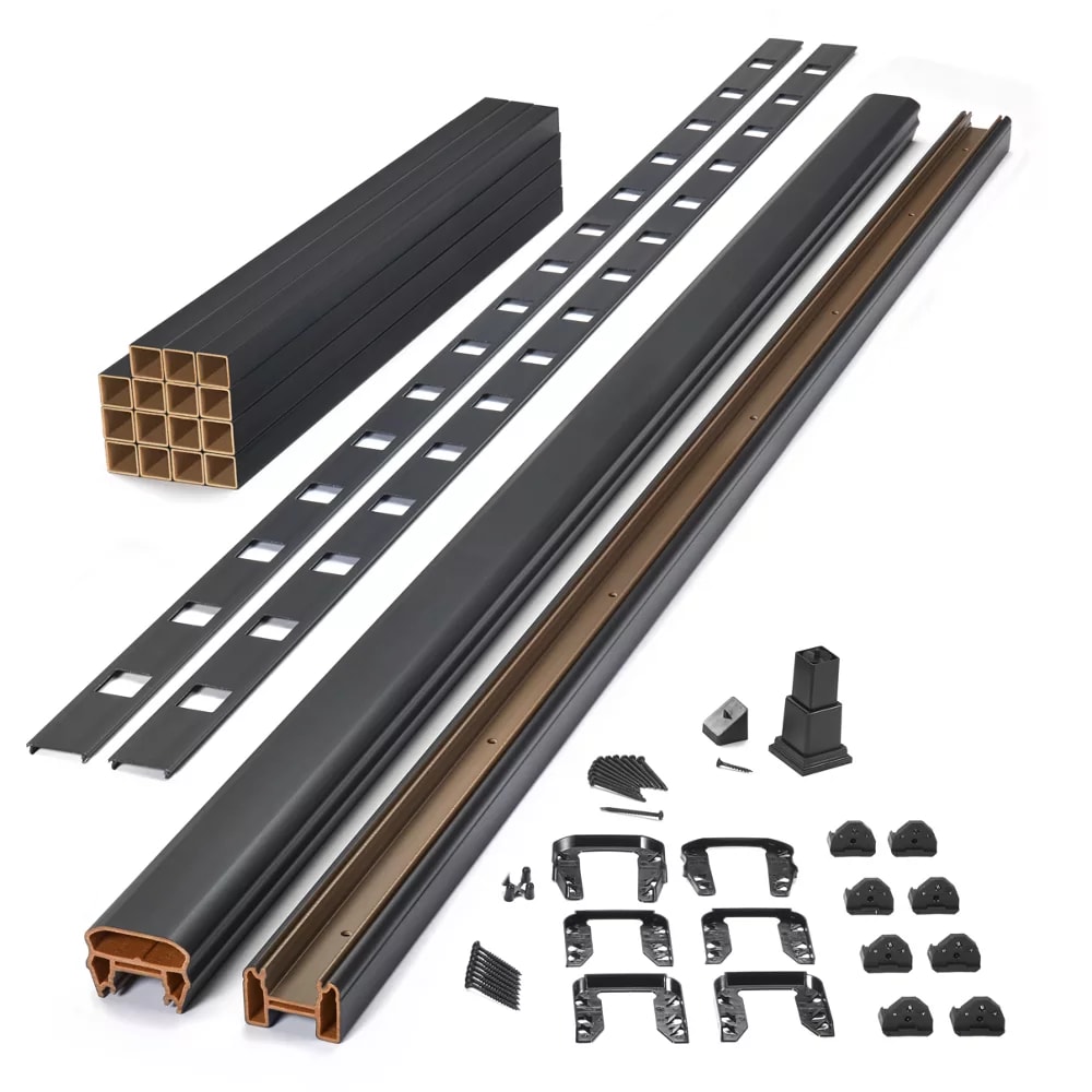 8-ft x 42-in Transcend Stair Rail Kit with Composite Balusters - Charcoal Black Full Span