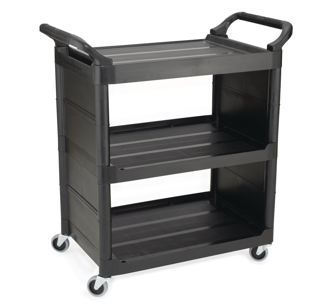 Service Cart with Swivel Casters and End Panels, Black