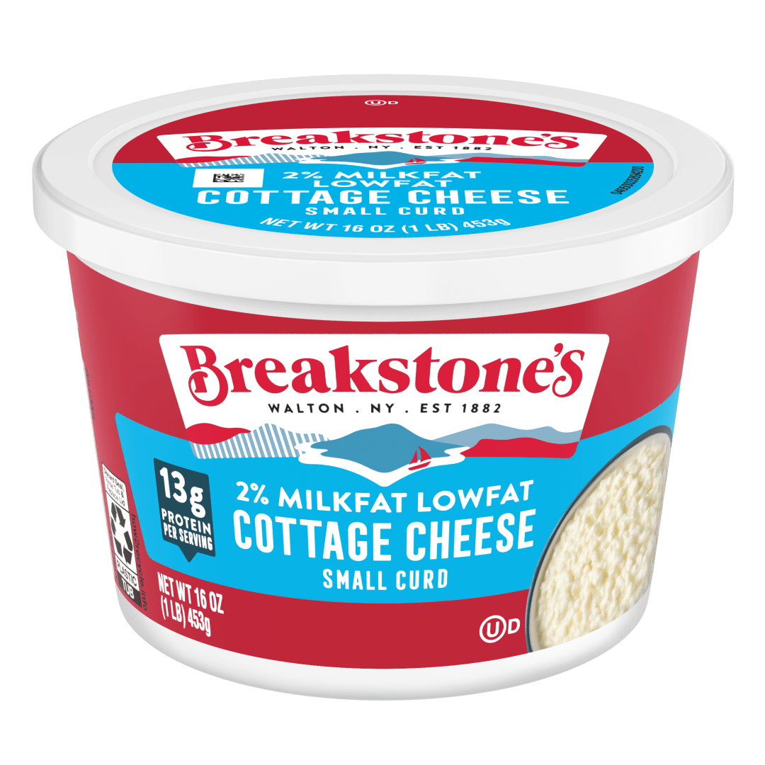 Breakstone's Lowfat Cottage Cheese, 2% Milkfat, Small Curd, 16 oz Tub, 13g of Protein Per Serving