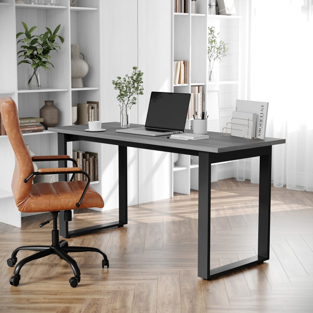 Redmond Commercial 60x24 Conference Table with 1" Thick Double Sided Laminate Table Top with PVC Edging and Heavy Duty U-Frame Steel Base, Gray Oak