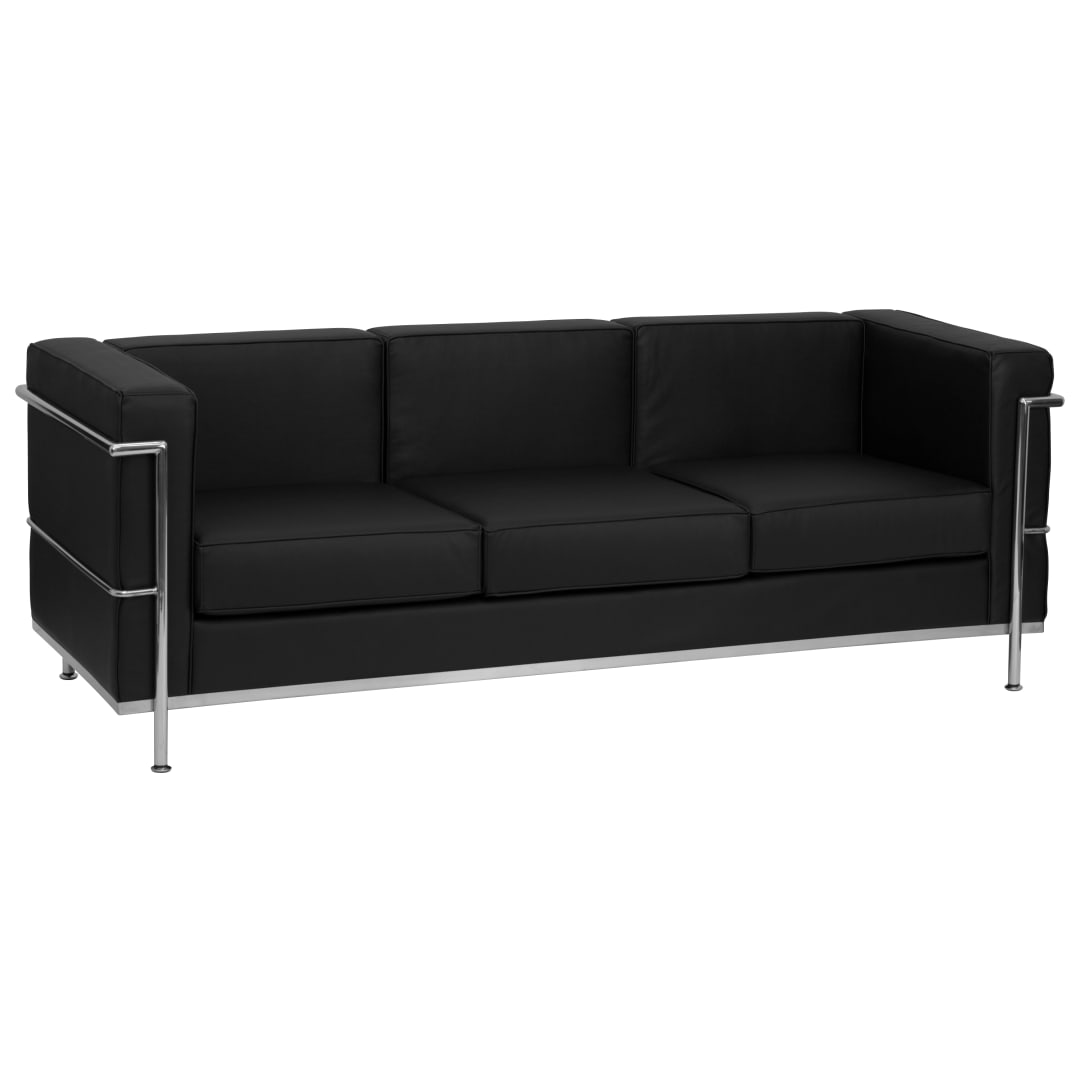 HERCULES Regal Series Contemporary Black LeatherSoft Sofa with Encasing Frame