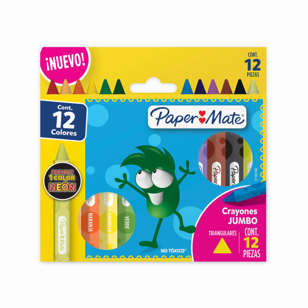 PAPER MATE 12CT THICK TRIANGULAR CRAYONS
