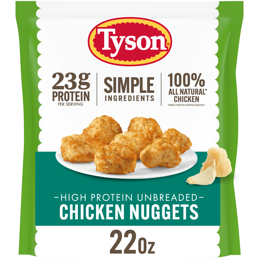 Tyson High Protein Unbreaded Simple Ingredients Chicken Nuggets, 22 oz