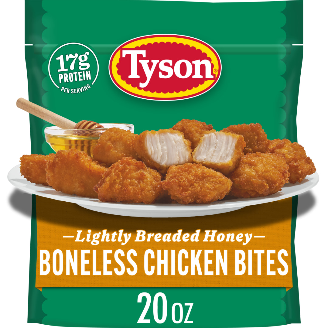 Tyson Frozen Lightly Breaded Honey Boneless Chicken Bites, 20 oz