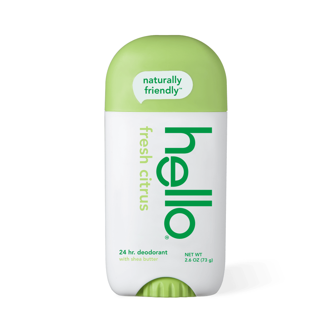 hello Fresh Citrus Aluminum Free Deodorant for Women and Men with Shea Butter, 24-Hour Freshness, Baking Soda Free Deodorant, Dermatologically Tested, 2.6 oz Stick