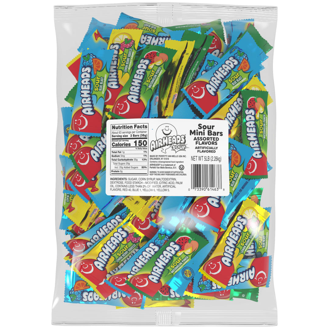 Airheads Sour Mini Bars Assorted Flavors 5 lb Bag