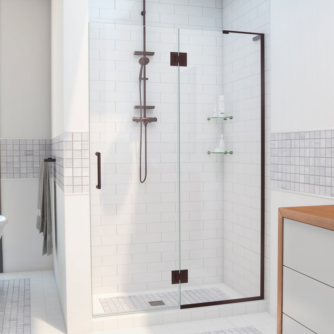 DreamLine Unidoor-X 48 inch W x 72 inch H Frameless Hinged Shower Door in Oil Rubbed Bronze - Right Wall Installation