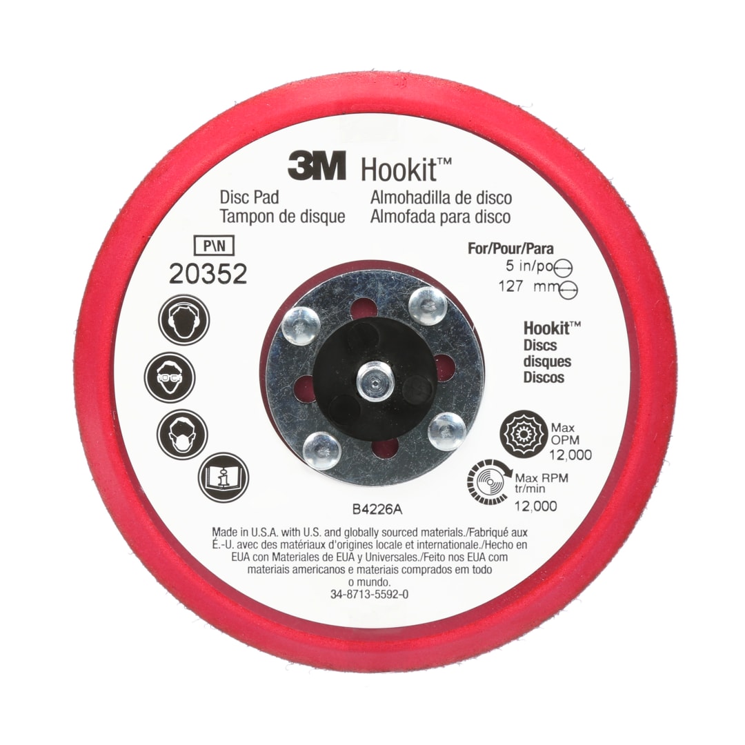 3M™ Hookit™ Low Profile Disc Pad 20352, 5 in x 3/8 in x 5/16-24 External