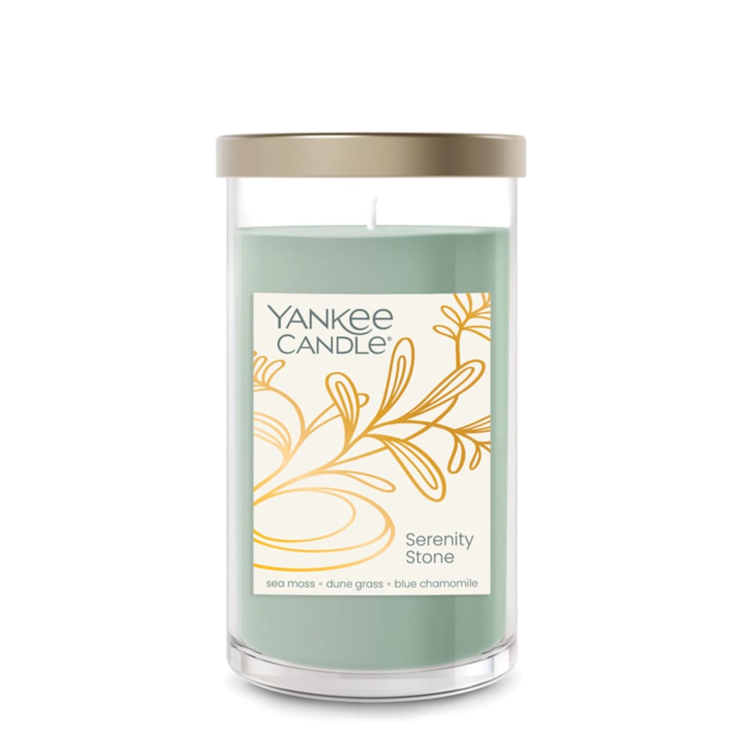 Yankee Candle Serenity Stone, 14.25 oz Medium Pillar Candle with up to 115 Hour Burn Time