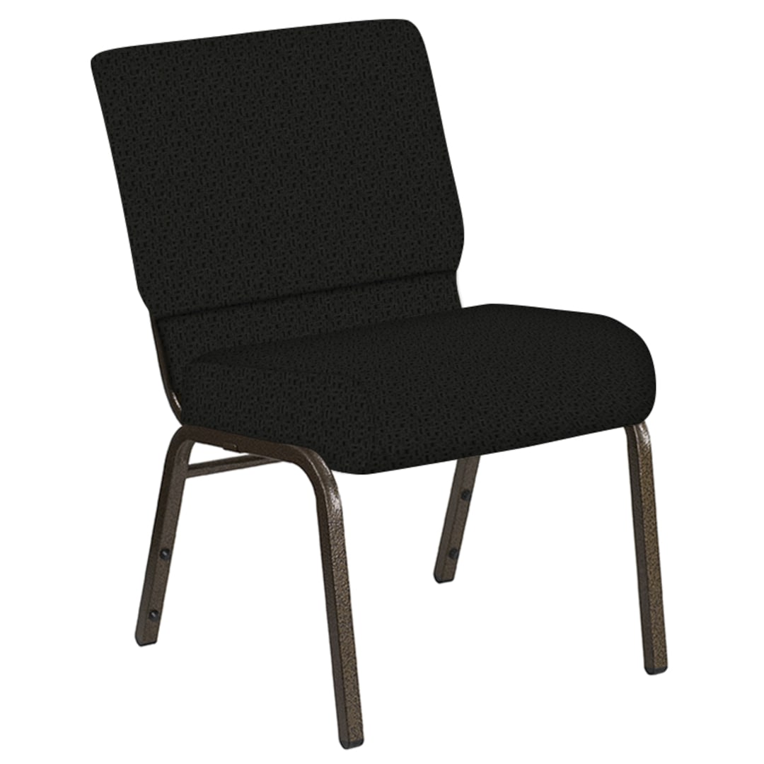 Embroidered 21''W Church Chair in Mirage Pewter Fabric - Gold Vein Frame